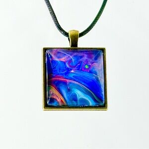 Vibrant Multicolor Square Pendant Necklace